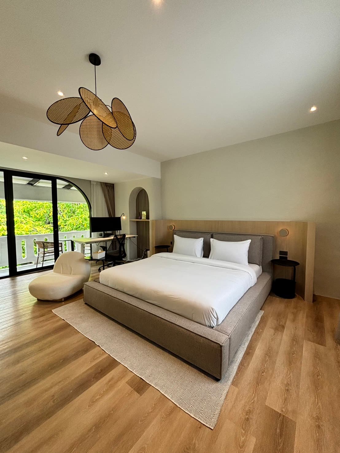 Spacious room with dedicated workspace